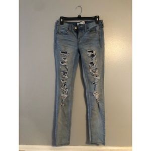 Light denim skinny jeans
